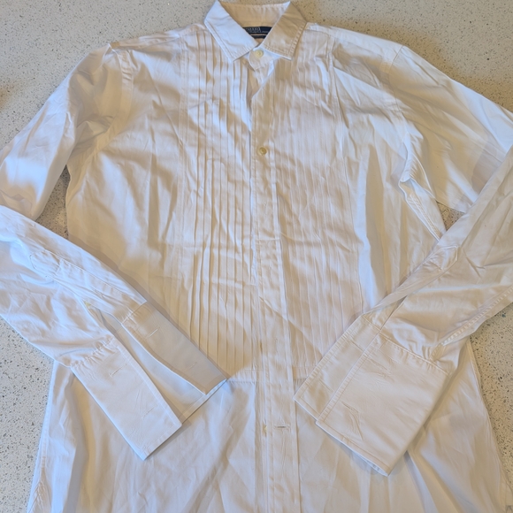 Ralph Lauren White Pleated Dress Shirt - Picture 2 of 6